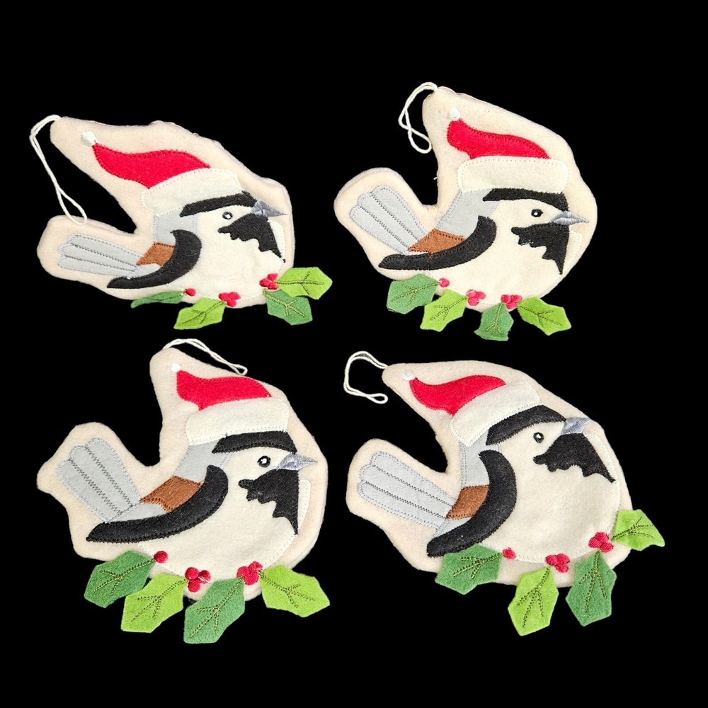 Christmas Bird Utensil Holder Embroider Set Felt Ornaments Money Gift Card Pouch